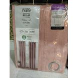 EYELET LINEAR TUFF VELVET CURTAINS PINK 168CM X 137 CM 1 SET PACKAGES