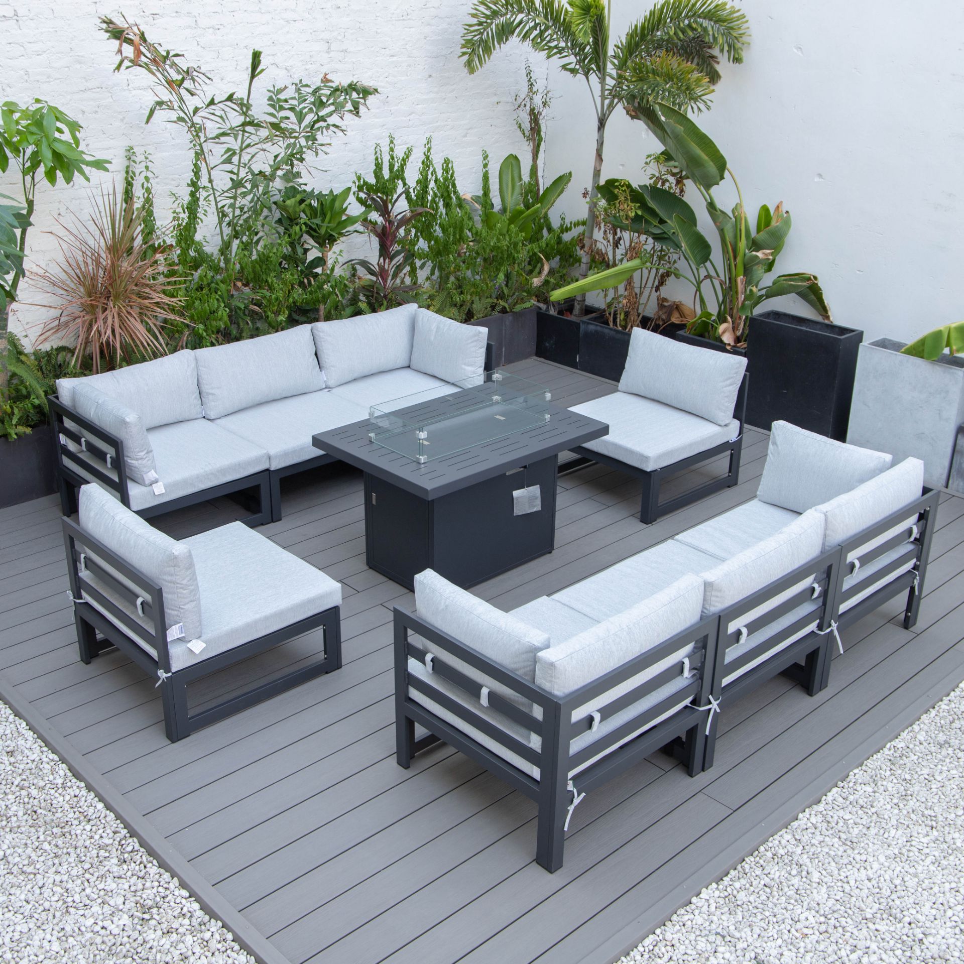 8 SEATER OUTDOOR SOFA SET AND FIRE TABLE - "" NOT VAT ON HAMMER""