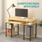 MECOR STUDY WRITING COMPUTER DESK 47" KEYBOARD TRAY/SHELVES PC LAPTOP WORK-STATION FOR HOME OFFICE