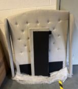 3FT 6" SINGLE BED HEADBOARD WINGED BUTTONED + FOOTBOARD GREY NEW