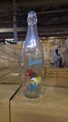 1 PALLET OF APPROX 720 X NEW SMURF GLASS BOTTLES