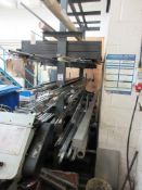 Freestanding metal frame single sided storage rack and storage rack all with contents including