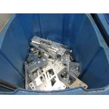 Contents of three wheelie bins including assorted stainless steel & aluminium component stock, 2 x