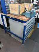 Steel frame timber top workbench, 1.3m x 900mm, 1 x 5