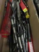 Tote box containing various drill bits