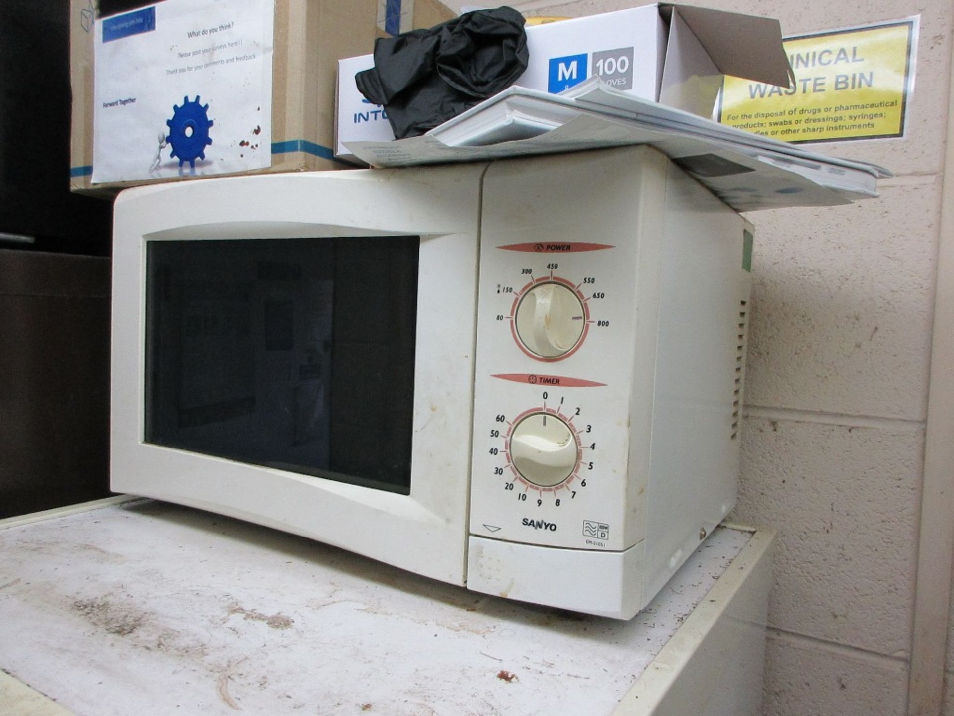 Two metal 2-door personnel lockers, LEC fridge, toaster, kettle, microwave, counter top fridge - Image 4 of 6