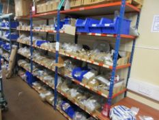 Three bays of adjustable boltless racking, 1.2m x 470mm x height 2m - excluding contents