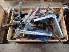 Quantity of various steel fabricated support legs and spares, to crate