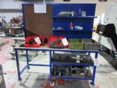 Metal frame mobile workbench, 1.8m x 600 x height 1940mm to include remaining unlotted items
