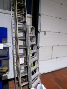 Three assorted aluminium ladders