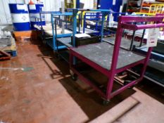 Four steel framed mobile trollies (excluding contents)