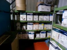 Three bays of assorted stores racking, 2300 x 800 x 2000mm