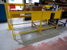 Two steel framed 1000 x 800 x 910mm workbenches with non-slip rubber mat (excluding contents)