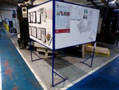 Metal framed 'L' noticeboard, bolted to floor