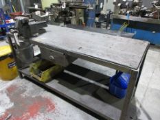 Metal frame timber top workbench, 1.8m x 700mm with undershelf, Record 6