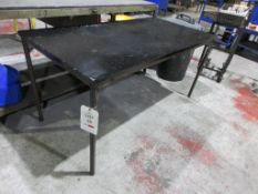 Metal frame timber top table, 1.5m x 750mm