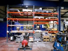 Two bays of boltless adjustable pallet racking, approx. 1100 x 2800 x 4000mm (excluding contents)