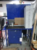 Metal frame workbench, 1160 x 570mm x height 1.9m with multi drawer storage unit