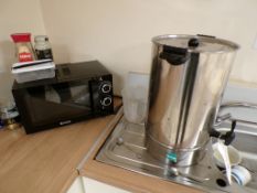 Cygnet stainless steel hot water urn and a Haden microwave