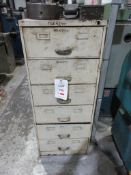 Metal 6 drawer storage unit with contents including boring bars, drill chucks & sleeves etc.