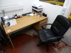 Light wood 2-drawer desk and black leather effect office swivel chair