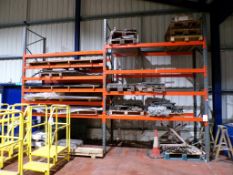 Two bays of boltless adjustable pallet racking, approx. 1100 x 2800 x 4000mm (excluding contents)