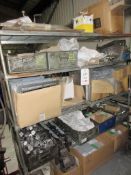 Metal frame storage rack and contents including components, lock shrouds etc