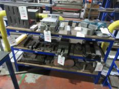 Two metal frame timber top 3 shelf storage racks, 1.5m x 600 x height 900mm, to include unlotted