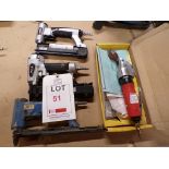 Three various pneumatic staplers, one Northern Industrial pneumatic scissors