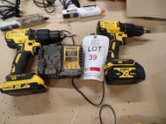 Two Dewalt DCD778 cordless driver, one battery, one charger