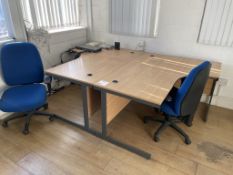 2 x radial desks with 2 x blue operators chairs