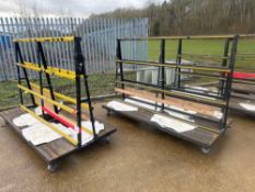 Two steel A frame glass carts