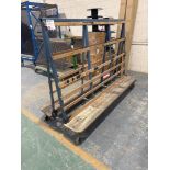 Various steel framed mobile glass cart