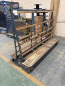 Various steel framed mobile glass cart