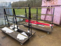 Two steel A frame glass carts