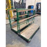Two single sided steel framed glass carts