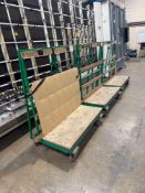 Three single sided steel framed glass carts