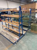 Two various steel framed mobile glass carts