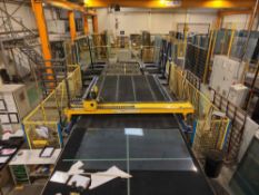 Hegla Optimax 3326 ES Plus CNC glass cutting table with Hegla LKB 4230 outfeed table, Year: 04/02 wi