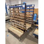 Two steel A frame mobile glass carts