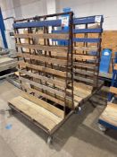 Two steel A frame mobile glass carts