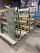 Three steel A frame mobile glass carts