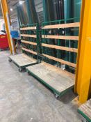 Two single sided steel framed glass carts