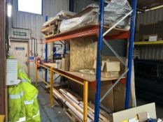 Three bays of adjustable boltless pallet racking