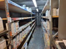 Two bays of steel frame adjustable boltless stores racking