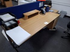 Light oak effect rectangular 3-drawer office desk