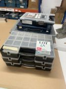 Seven various tote boxes and contents