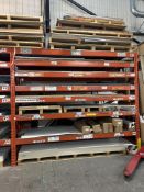 Three bays of adjustable boltless steel frame pallet racking