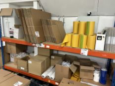 Contents of bay of racking to include various cardboard boxes, paper stock, envelopes etc (as lotted