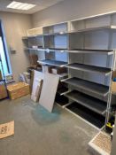 Contents of room to include four various point of sale display units, stainless steel four tier shel